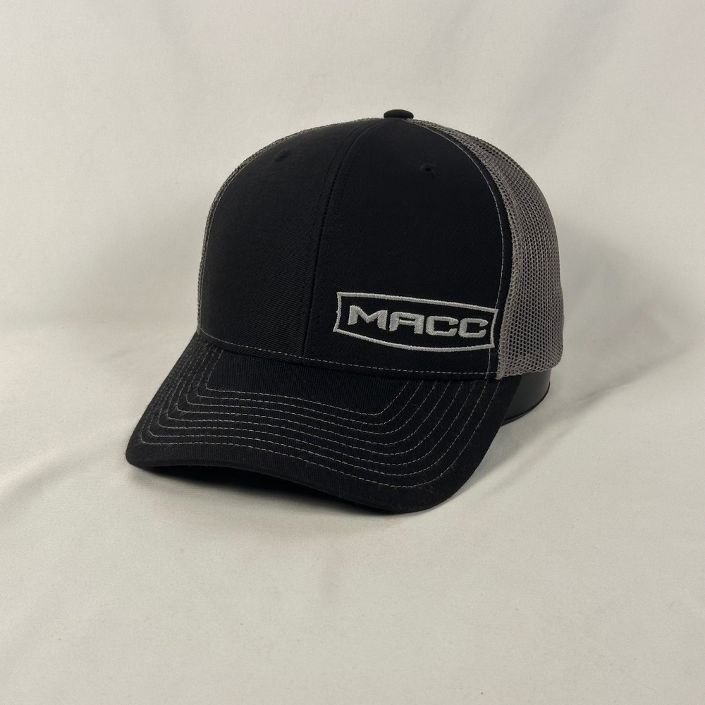 MACC Richardson 112 Trucker Hat Men OSFA Black Grey Embroidered Snapback Cap